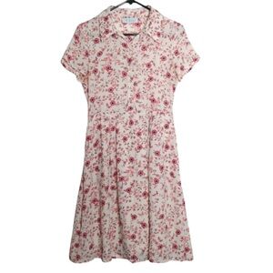WAYF Collared Button Down Short Sleeve Pink Floral Dress Size XS